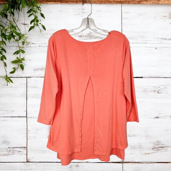 J.Jiill Pure Jill Elliptical Tunic Layered Peach Knit 3/4 Sleeves Coquette 2XL - Picture 2 of 7